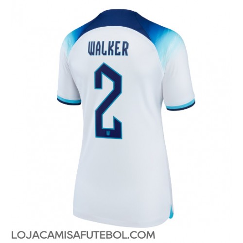 Camisa de Futebol Inglaterra Kyle Walker #2 Equipamento Principal Mulheres Mundo 2022 Manga Curta